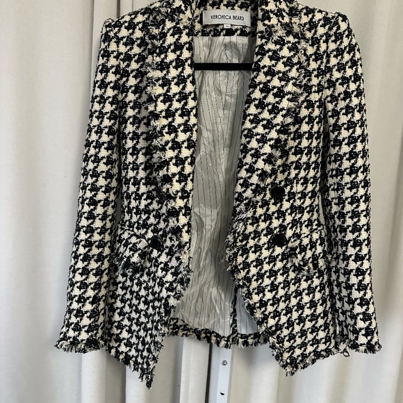 NWOT Veronica beard miller dickey houndstooth blazer frayed hem NO OFFERS - Picture 7 of 13
